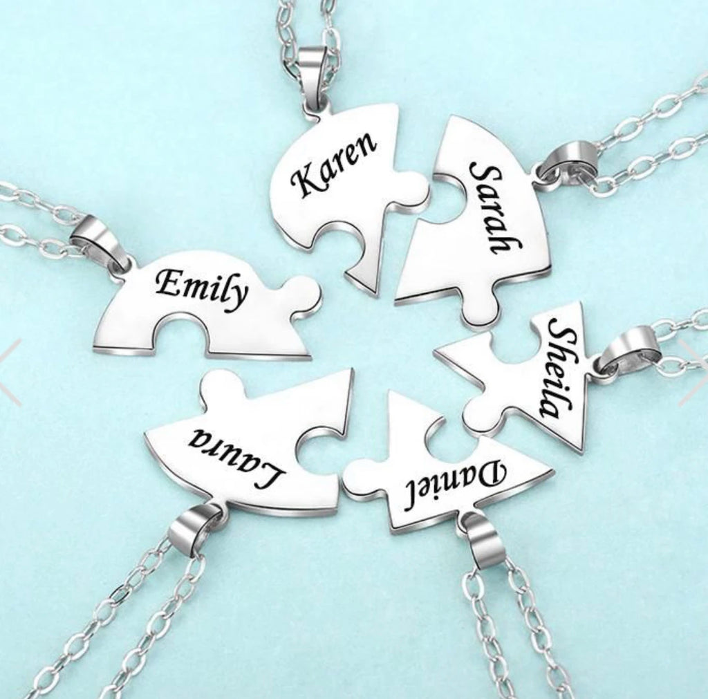 Forever Puzzle Heart Name Necklace