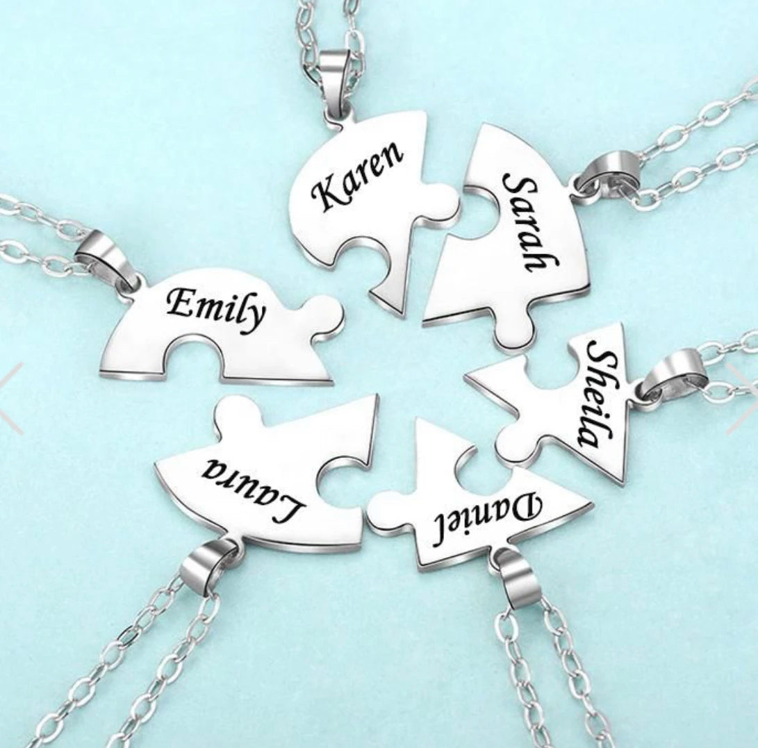 Forever Puzzle Heart Name Necklace